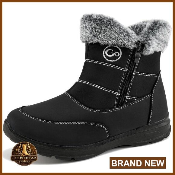 Lightweight Waterproof Snow Boots with Faux Fur Lining and Side Zipper